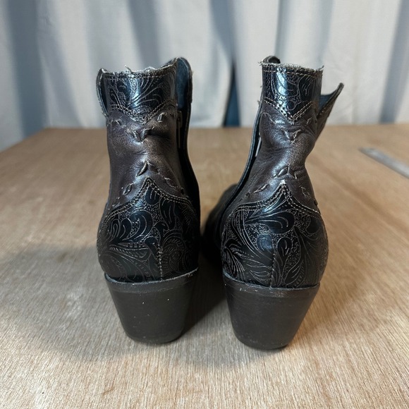 Roper Womens Western Ankle Boots Pointed Toe Dark Brown Leather Embossed 8.5 - Picture 7 of 9